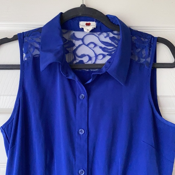 One Clothing Collared Lace Back Button Dress - Picture 2 of 4